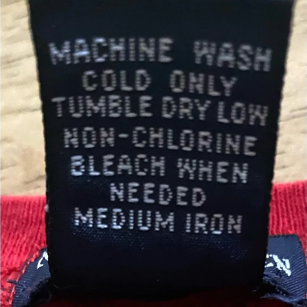 Vintage Ralph Lauren Infant L 12-18 Mo Red/Navy‎ Waffle Weave Knit Logo Bodysuit